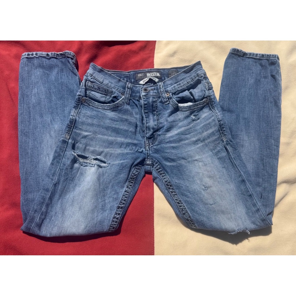 BKE Jake Straight Leg Distressed Medium Wash Denim Jeans Mens 23S Blue